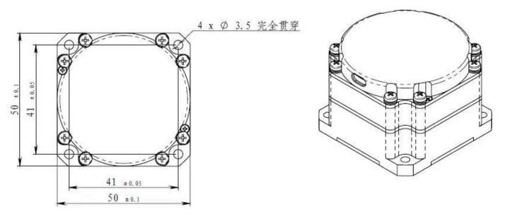 バイアスドリフトが 0.1°/h 以下の慣性角速度センサー、コンパクト、50×50×36mm、起動時間 5 秒