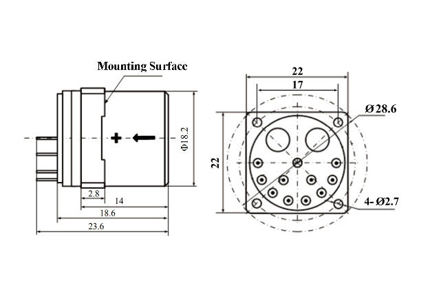 高精度クォーツ加速器センサー,解像度 ≤5μg 15g 振動ピークサイヌとインプット範囲 ±80g