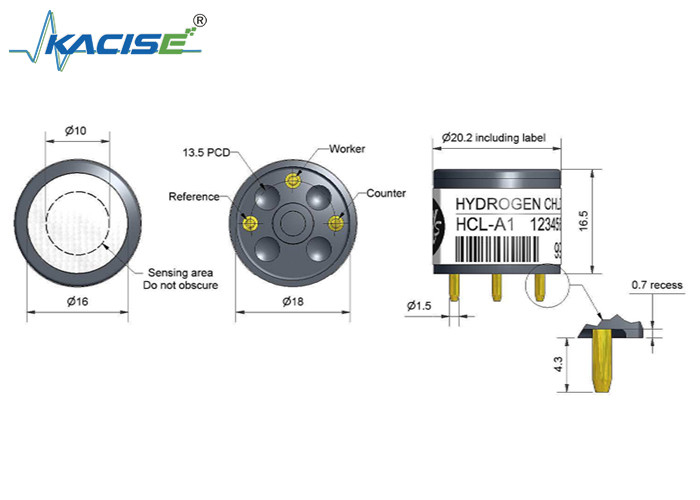 HCL-A1 水素塩化物センサー 高感度線性 0〜6 ゼロ電流 -3〜10ppm