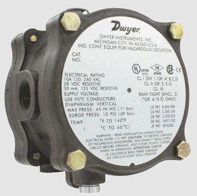 Dwyer 防爆型差圧スイッチ (モデル 1950G-0-B-120-NA & 1950G-00-B-240)